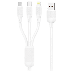 Foneng (X80) 100W 1.2M 3 in1 USB to USB-C / Lightning / Micro USB Cable- White