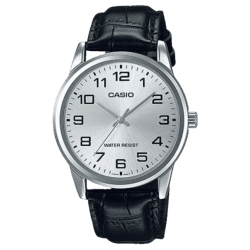 CASIO MTP-V001L-7BUDF Black Leather Black Dial Watch For Men