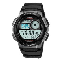 Casio AE-1000W-1BVDF Youth World Time Digital Resin Belt Watch